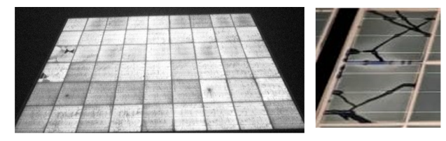Figure 9: Electroluminescence (left) and UV fluorescence (right) [15]